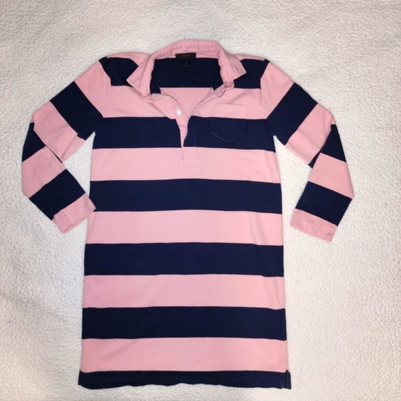 J Crew Classic Preppy Baby Pink And Navy Blue Striped Top - Picture 2 of 11